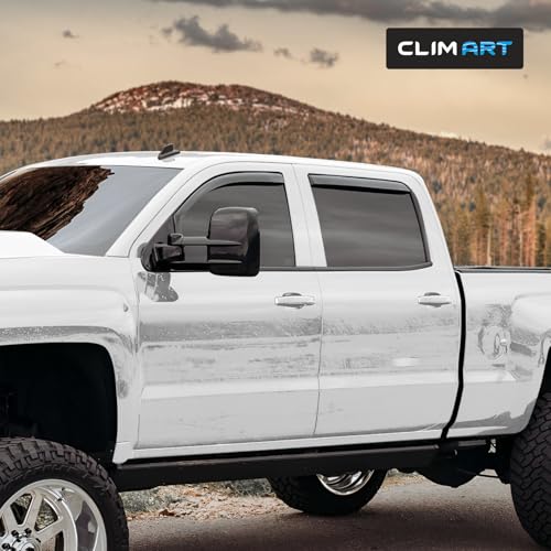 Image of CLIM ART in-Channel Incredibly Durable Rain Guards for Chevrolet (Chevy) Silverado /GMC Sierra 2014-2018 Crew Cab, Truck Accessories, Vent Window Visors, Original Window Deflectors, 4pcs - 614224