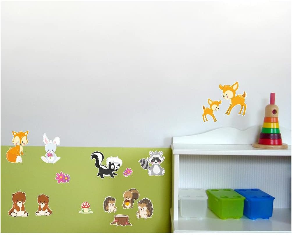 Samunshi® 15 Piece Cute Forest Animals Wall Sticker Set for Children's Bedroom Baby Room, multicoloured, 2x 21x34cm - Image 3