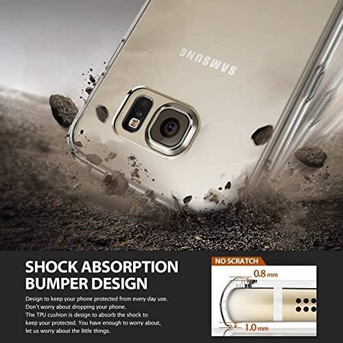 Ringke Galaxy S6 Case, Fusion Crystal Clear PC Back TPU Bumper w/Screen Protector Drop Protection/Shock Absorption Technology Attached Dust Cap for Galaxy S6 - Smoke Black