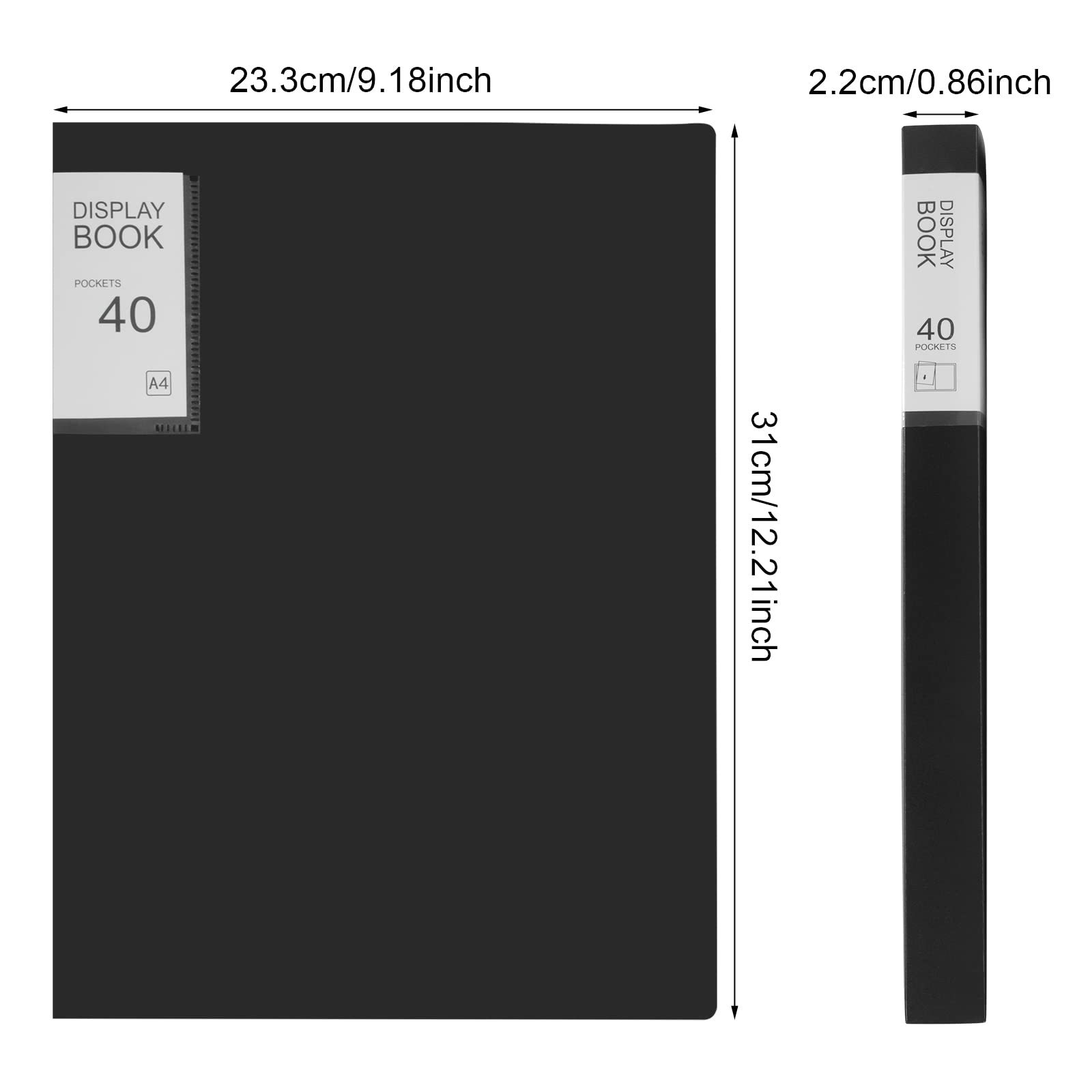 Teczka A4 z 40 przezroczystymi okładkami, ochrona sztuki, listów, portfolio, do szkoły, biura, firmy, czarna, 3 sztuki