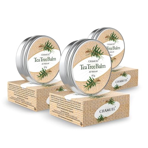 Chamuel Tea Tree Oil Balm – All Natural | Great Cream for Soothing Eczema, Cracked Foot, Rashes, Jock Itch, Bug Bites, Folliculitis, Acne, Itchy Skin, Psoriasis - Women & Men, 2.11 Ounce (Pack of 3)