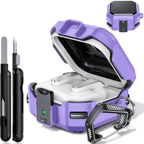 Coque Samsung Galaxy Buds 4 Pro rigide avec verrou de sécurité et kit de nettoyage violet