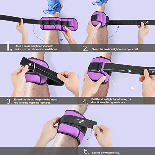 Sportneer Adjustable Ankle Weights：1 Pair 2 4 6 8 10 Lbs Upgraded Easily Adjustable Leg Weight With Long Straps For Women Men, Weighted Thigh Weights For Gym,Fitness, Workout,Walking,Jogging, 1-5 Lbs Each Pack, 2 Pack 2-10 Lbs, Purple #TOP5