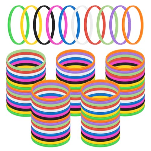 GOGO 100 Pcs Thin Silicone Wristbands for Adults, 1/5