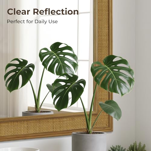 WallBeyond Rattan Wall Mirror Rectangle, 22 X 28 inch Rattan Mirror with Wooden Framed for Wall Decor Bathroom, Living Room, Entryway, Farmhouse, Bedroom - Image 7