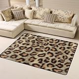 Hnnkloy Fausse Fourrure léopard à Taches Brunes, Tapis de Sol antidérapant de Grande Taille pour Salon et Chambre, 160 x 120 cm.