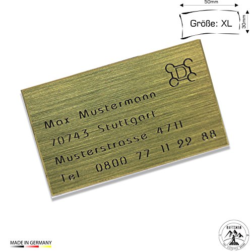 Preisvergleich Produktbild Raftsman Drohnenkennzeichen / Drohnen Kennzeichnung / Kennzeichen / Fluggerätekennzeichnung / Quadrocopterkennzeichnung inkl. individueller CNC Gravur und doppelseitigem Klebeband (Messing-Gold)