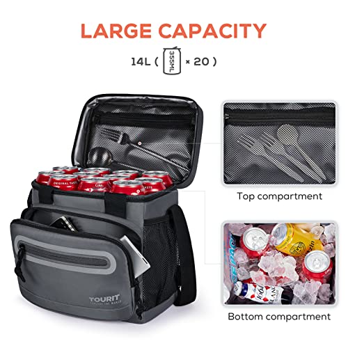 Tourit Large Lunch Bag 14L Insulated Lunch Box Lunch Cooler For Men Work, Dark Gray #TOP2