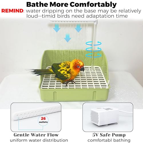 Image of Automatic Parakeet Bird Bath with Pump, Large Bird Shower Fountain