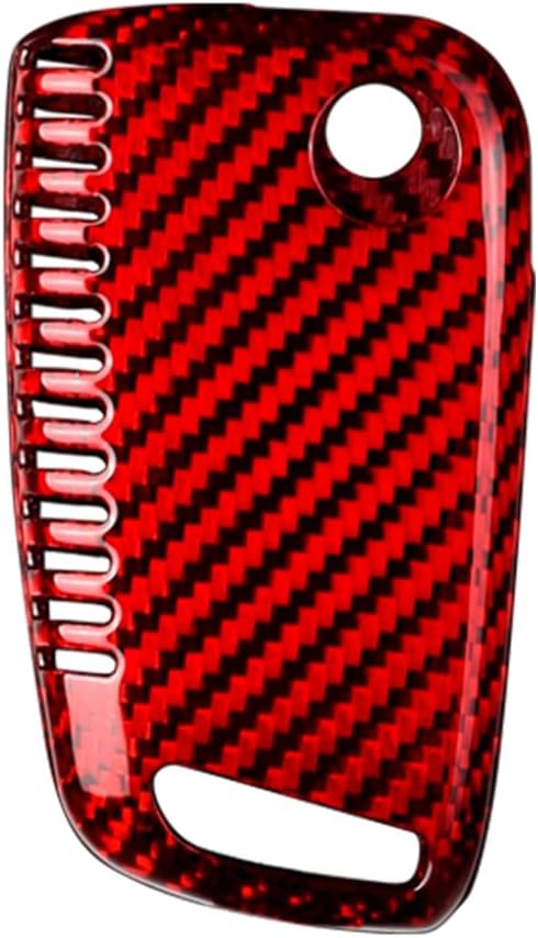 Cnoula11 1 Pc Car Key Case Cover Key Shells Carbon Fiber Red For VW Polo 2016-2019 For Skoda Octavia MK3 2013-2018