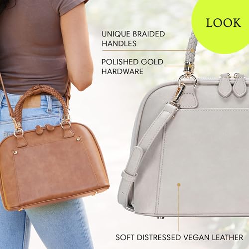 Madison West Camila Satchel | Handbag for Women | Vegan Leather, Canvas or Straw Purse with Top Handle & Crossbody Strap | - Image 5