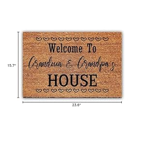 Funny Coir Doormat Welcome to Grandma and Grandpa's House Welcome Front Porch Decor Doormat For The Entrance Way Personalized Rugs Prank Gift Non Slip Outdoor Coconut Coir Doormat 23.6 x 15.7 inch Funny Coir Doormat Welcome to Grandma and Grandpas House Welcome Front Porch Decor Doormat For The Entrance Way Personalized Rugs Prank Gift Non Slip Outdoor Coconut Coir Doormat 236 x 157 inch