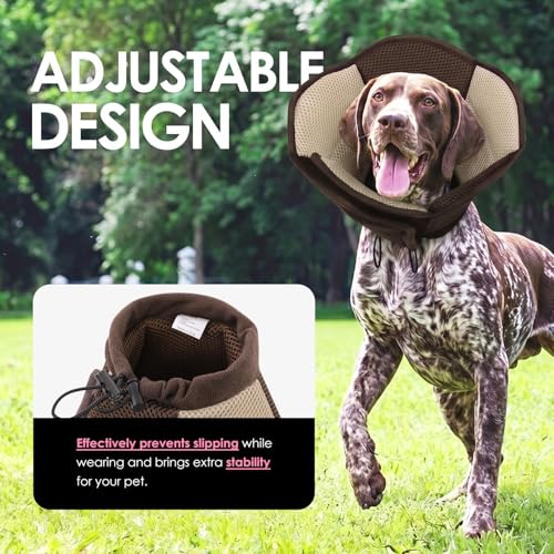 Image of AOFITEE Dog Cone - Foldable Cone for Dogs After Surgery, Adjustable Comfy Cones to Stop Licking, Soft Dog Cone Collar for Large Dogs, Elizabethan Pet E-Collar for Wound Healing, Brown Large