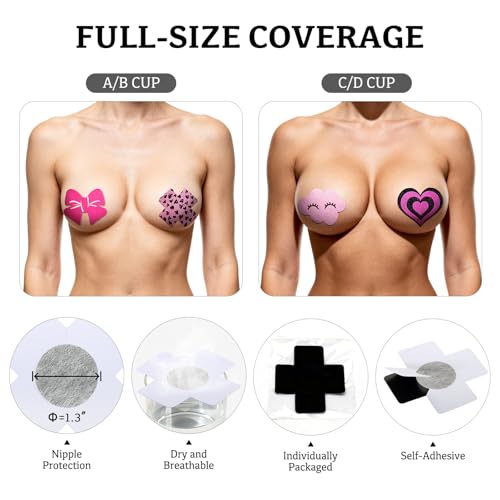 Image of Glitters Pasties Rave Pack Nipple Covers Stickers Disposable Sticky Breast Petals Bra for Women Rave Outfit Party