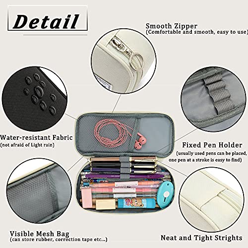 Image of FUXINGYAO Pencil Case, Multi- Slot Pencil Pouch, Portable Pencil Bag, Pen Case for& Office(White)