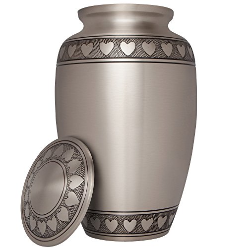 image for Heart Silver Funeral Urn by Liliane Memorials - Cremation Urn for Huma
