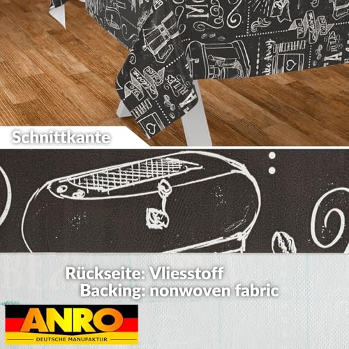 Toile cirée noire imperméable ANRO nappe de table extérieure lavable - 4