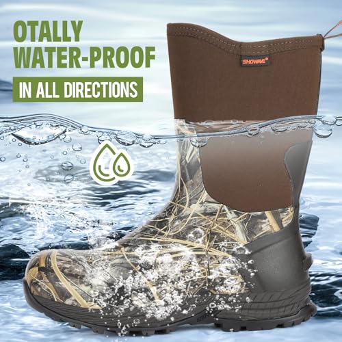 Showave Men's Rain Boots Excursion Rubber Boot Calf High Waterproof Insulated Mud Boots Outdoor Footwear for Trekking Gardening Farming Hunting Fishing2