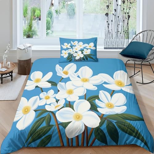 Housse de couette microfibre à fermeture éclair imprimé floral 3D - 2