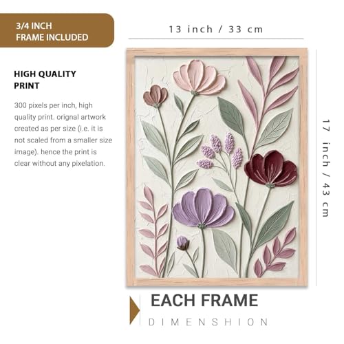 Image of kotart Floral Laef Wall Art Home Decoration | Aesthetic Paintings With Frame For Living Room Bed Room Hotel Wall Decor Digital Reprint (13x17 inch)