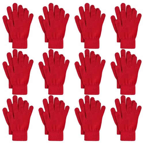 jiebor 12 Pairs Red Winter Gloves Warm Gloves Knit...