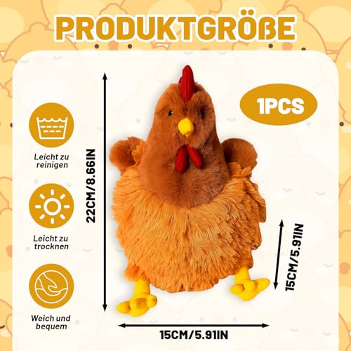 Kuscheltier Huhn, Weiches Plüsch Huhn Spielzeug, Huhn Kuscheltier, Huhn plüsch, Niedliches Huhn Geschenk Für Kinder Und Tierliebhaber, 22 cm Hoch, Ideal Als Dekoration Und Zum Kuscheln