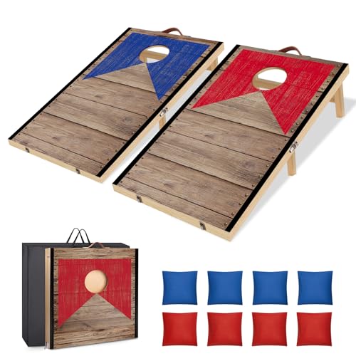 Portable Cornhole Board Set with Bean Bags 2 ft x 1 ft or 3 ft x2...