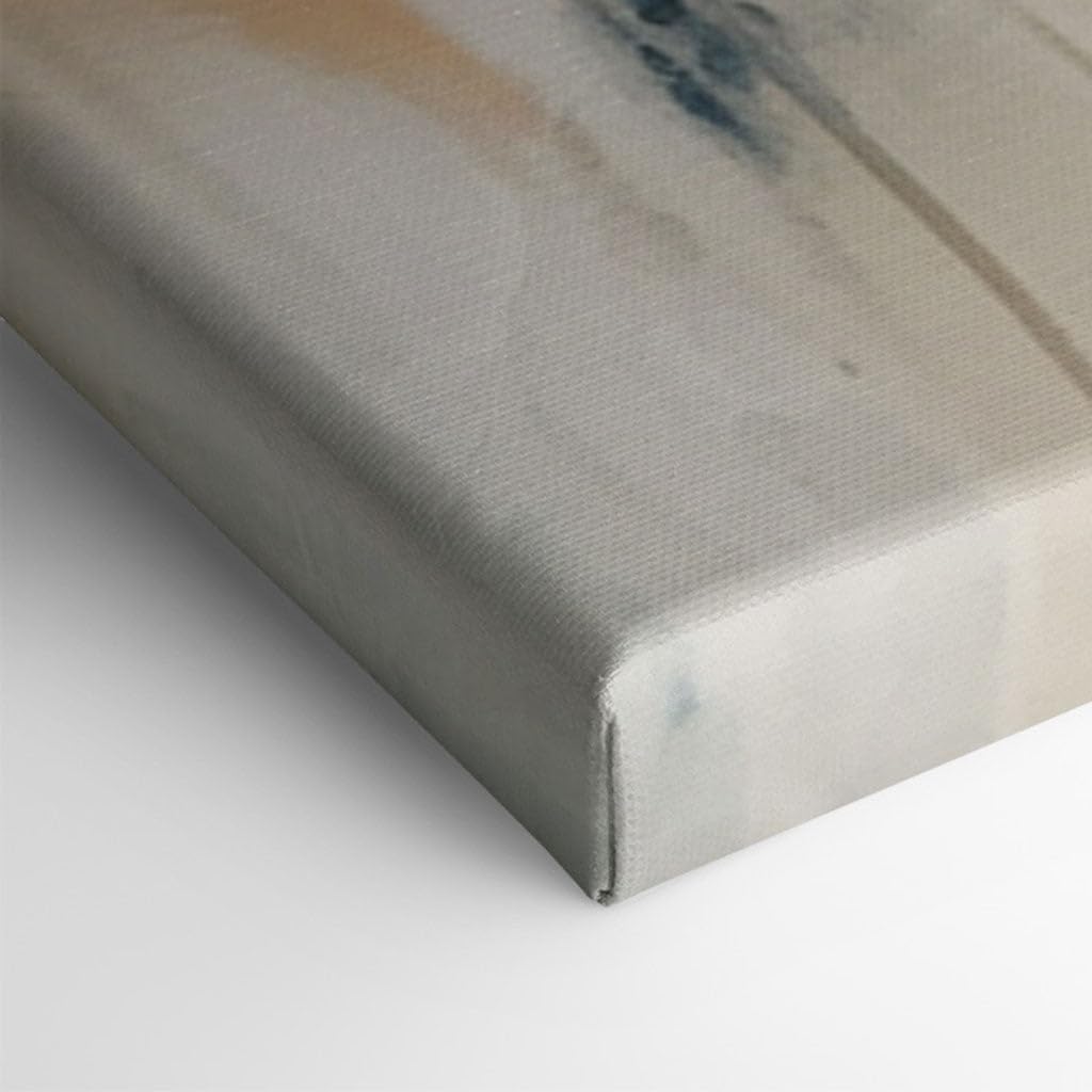 Canvas for Living room. Whispers of Dreamscapes: Brush Strokes of Blue and Brown Unveil Abstract Wonders, 27 x 18 inch Canvas Wall Art - Contemporary Masterpieces - Modern Home Decor