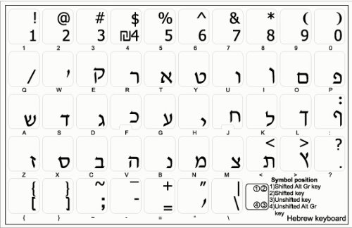 4Keyboard Hebrew Keyboard Stickers With Black Lettering On Transparent Background For Desktop, Laptop And Notebook #TOP1