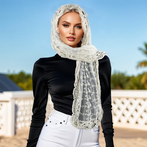 GERINLY Stylish Scarves for Women Lightweight Fashion Lace Printed Wrap Scarfs Shawl for Dress3