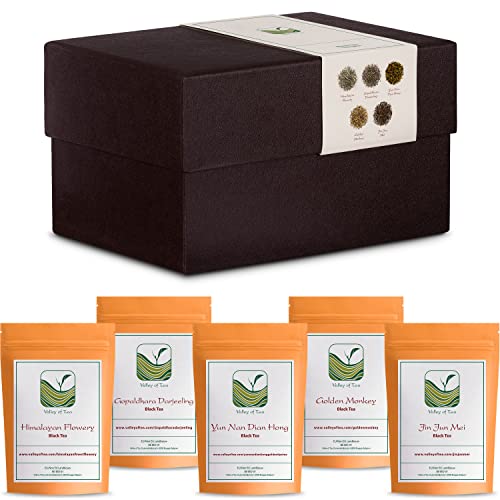 Valley of Tea Schwarztee Geschenkbox - Lose Blätter, Gourmet Sortiment, Tee Geschenkidee, 1g, 250ml