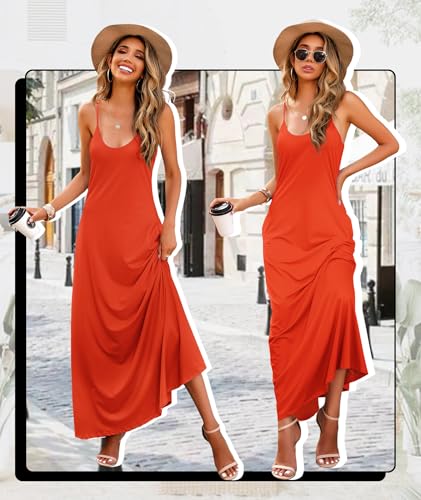 Image of Wolddress Womens Maxi Dress with Pockets 2026 Casual Strap Plus Size Loose Plain Long Office Summer Beach Travel Dresses S-5X