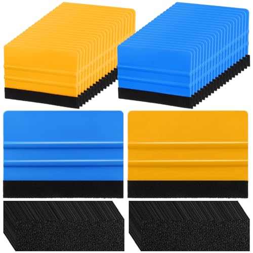 40 Pack Vinyl Squeegee Set (20 Blue + 20 Yellow) with 40PCS Black...