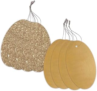 20 Luxury Oval Christmas Gift Tags, Glitter and Foil Design - Gold or Silver (Gold)