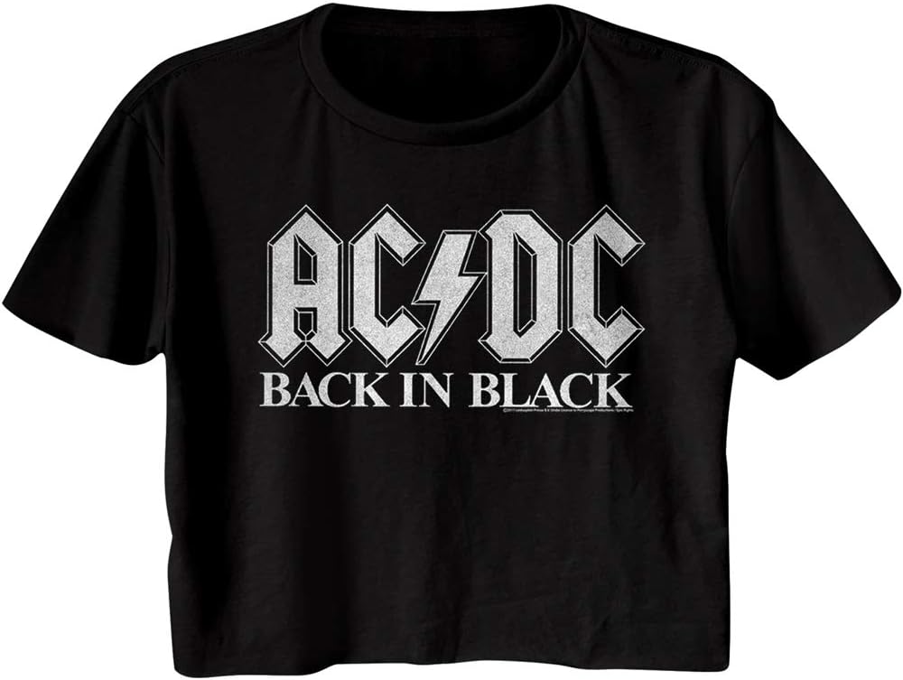 ACDC Rock Band Back in Black Album Ladies Cali Crop Top T-Shirt