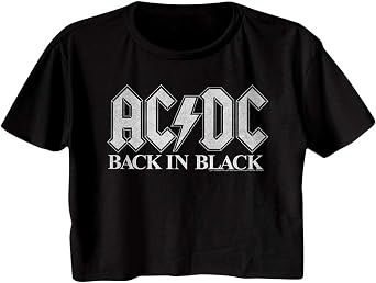 American Classics AC/DC Back in Black Album Ladies Crop Top Black