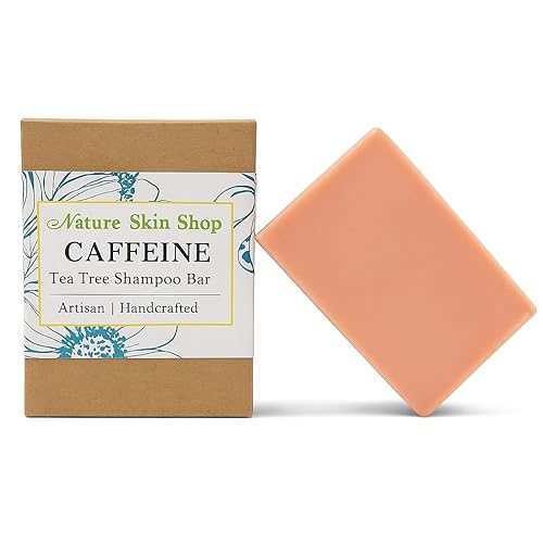 Nature Skin Shop Barra de champú de cafeína para el crecimiento y adelgazamiento del cabello, con aceite de árbol de té para cuero cabelludo graso,