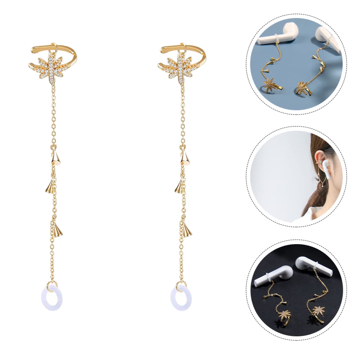 DOITOOL 5 De Auriculares Con Clip De Oreja De Cadena Antipérdida Moda De Cobre