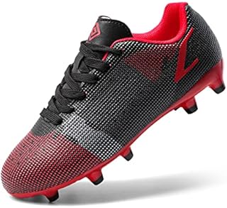 DREAM PAIRS Boys Girls Soccer Cleats Kids Football Shoes SDSO224K Size 1 Little Kid Black RED