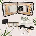 MASSUNDA - Mobile Comfort Deluxe Table de Massage réglable en Hauteur, Table de Massage Pliante Large en Bois Massif, Tables de Massage, Professionnelle (Noir)