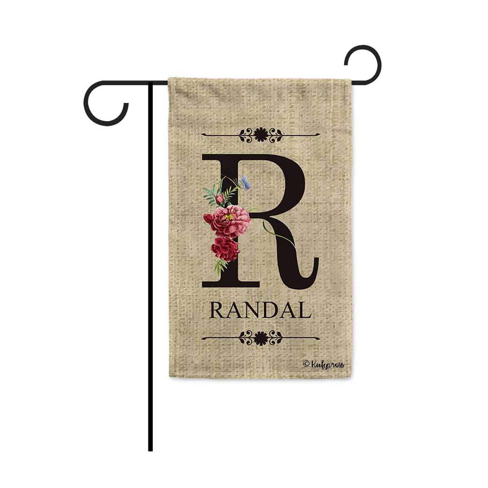 KafePross Welcome Spring Summer Flowers Monogram R Decorative Garden Flag Customized Your Last Name and Initial Letter Home Decor Banner for Outside 12.5X18 Inch Print Double Sided