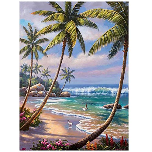 1000 Piece Jigsaw Puzzle for Adults Coconut Tree Wooden Puzzles Beach Floor Puzzle for Kids Adult Educational Toys Tropical Ocean Nature Puzzle Games Home Decor Colorful Puzzle Gifts