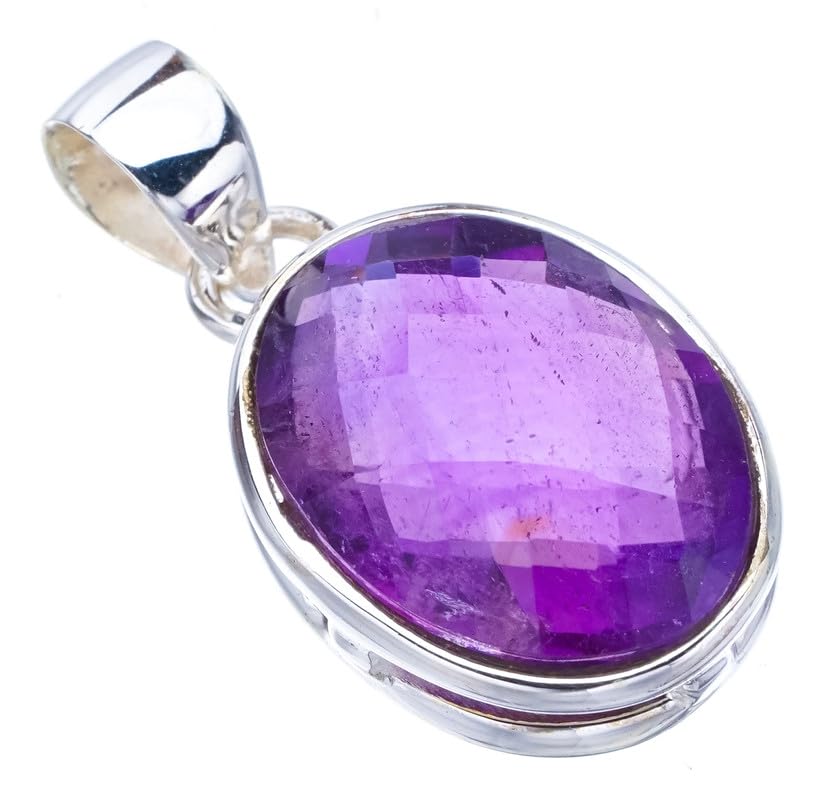 Pendentif améthyste violette StarGems argent 925 fait main 2.54cm F5332 pour collier