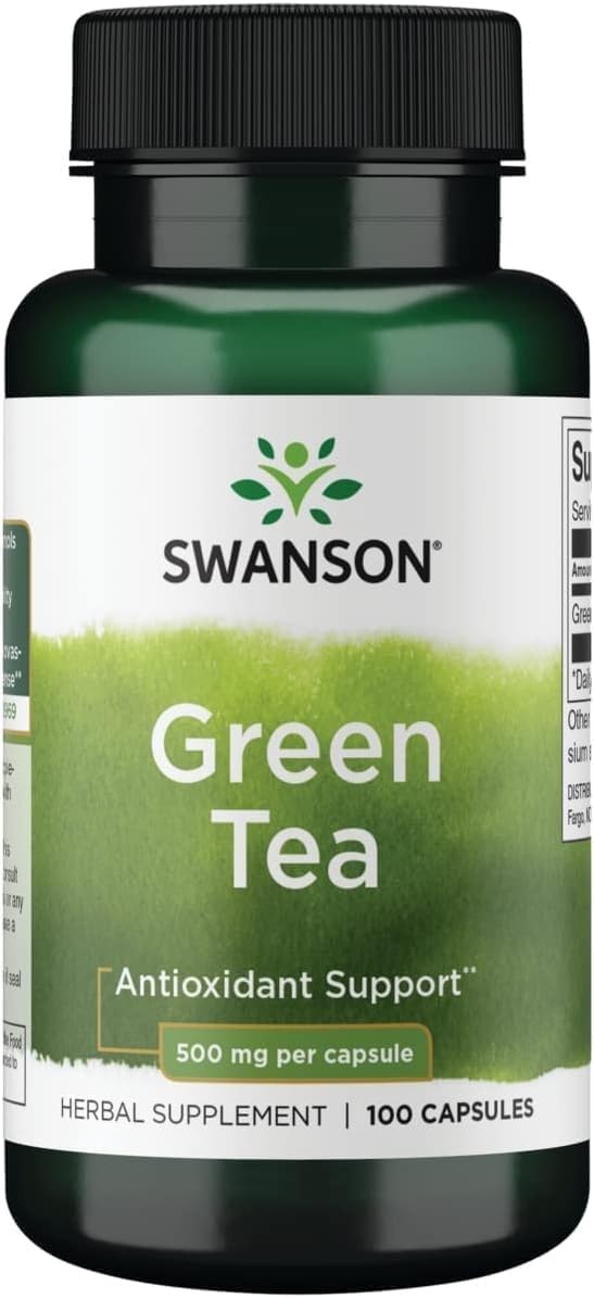 Swanson Green Tea Extract Antioxidant 500 mg, 100 Capsules 100 Count (Pack of 1)