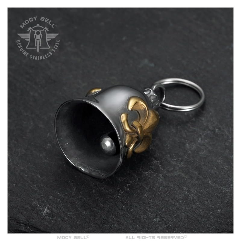 Campana de Motocicleta Fleur-DE-lis Amuleto MOCY BELL Acero Inoxidable Cromo
