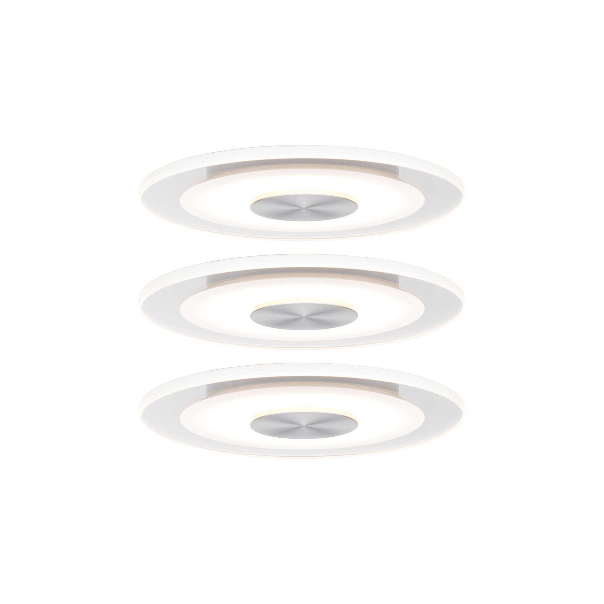 Paulmann Premium Whirl 3 x 4.9 W Recessed Ceiling Spotlight Set, Warm White, Satin Aluminium, Dimmable, IP23, 12 x 12 x 1 cm, Living Room