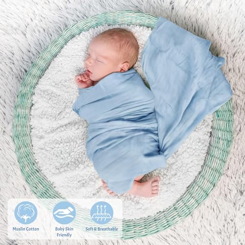 Image of Baby Shower Gifts for Boys, Baby Boy Gifts & Newborn Essentials Bunny Lovey Security Blanket Wooden Milestone Card Infant Rattle Toy, Neworn Boy Gift Basket Set