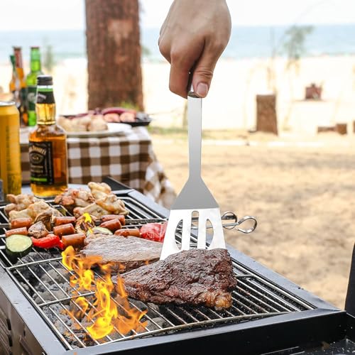 Set de utensilios para parrilla BBQ 7 piezas acero inoxidable miniatura 4