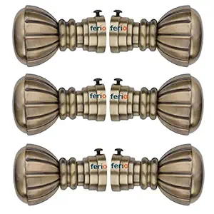 Ferio Brass Antique Aluminum Heavy Curtain Brackets for Door and Windows Bathroom Accessory Fitting for 1 Inch Rod Only Finials Home Decor (Pack of 6)