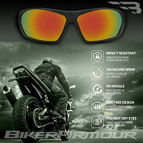 Bikershades Motorcycle Glasses For Men Women Windproof Removable Foam Cushion Lava Orange Mirror Lens Riding Biker Shades Atv Goggles #TOP1